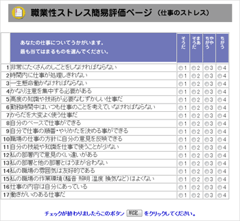 図表３ 「職業性ストレス簡易評価ページ」 クリックで拡大表示