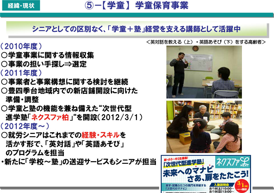 学童保育事業の説明。詳細は配布資料参照。