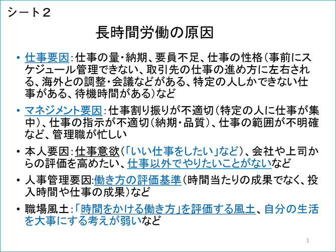 シート2　長時間労働の原因