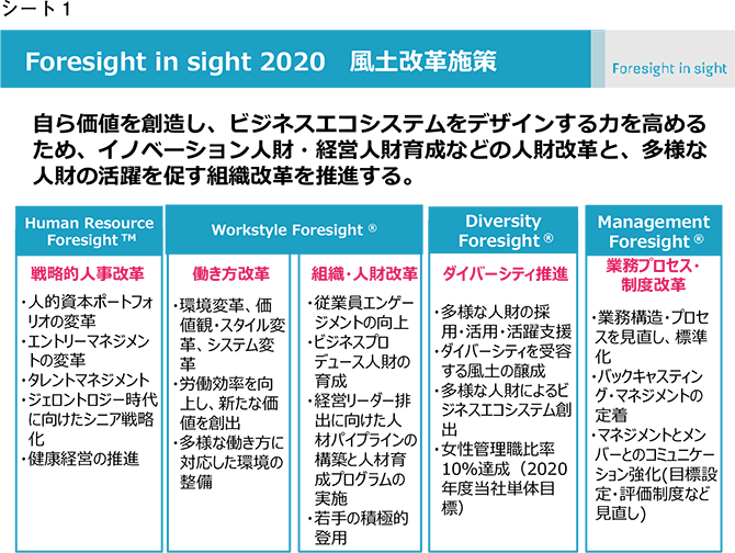 シート1　Foresight in sight 2020 ⾵⼟改⾰施策