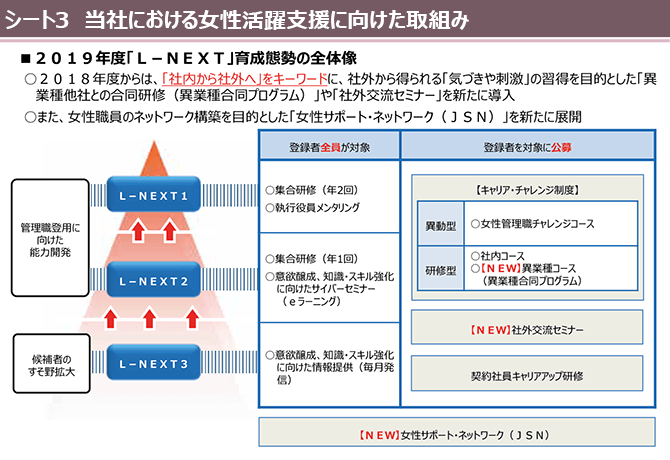 シート3　当社における女性活躍支援に向けた取組み
■2019年度「L-NEXT」育成態勢の全体像