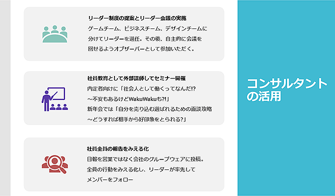 コンサルタントの活用（詳細は配布資料参照）