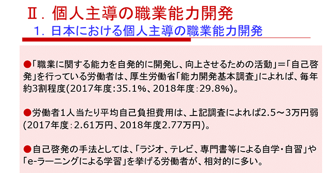 Ⅱ．個人主導の職業能力開発 １．日本における個人主導の職業能力開発