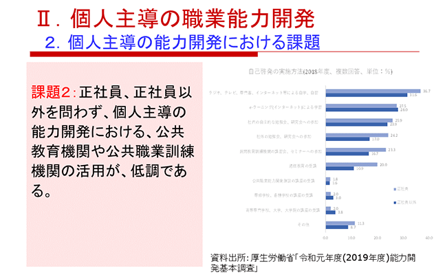 Ⅱ．個人主導の職業能力開発 ２．個人主導の能力開発における課題