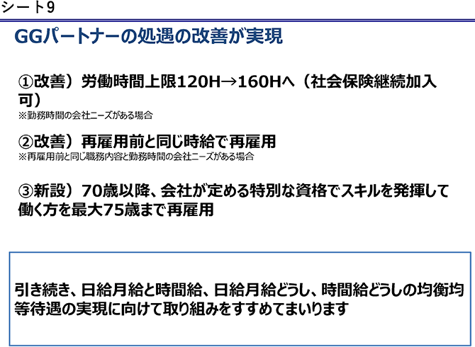 シート9　GGパートナーの処遇の改善が実現