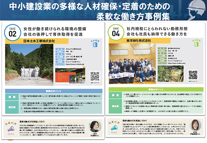 中小建設業の多様な人材確保・定着のための柔軟な働き方事例集