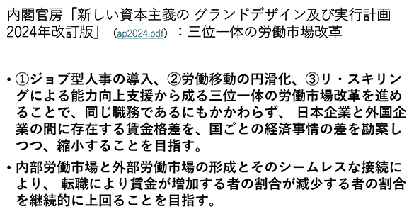 内閣官房「新しい資本主義の グランドデザイン及び実行計画 2024年改訂版」（ap2024.pdf）：三位一体の労働市場改革