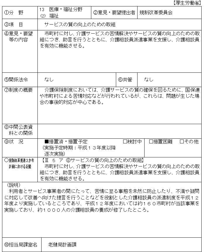 サービスの質の向上のための取組の資料図