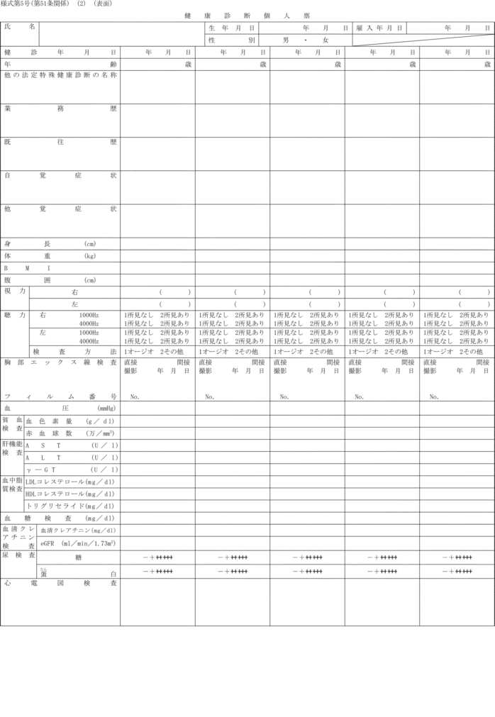 画像:様式第五号(第51条関係)(2)(表面)