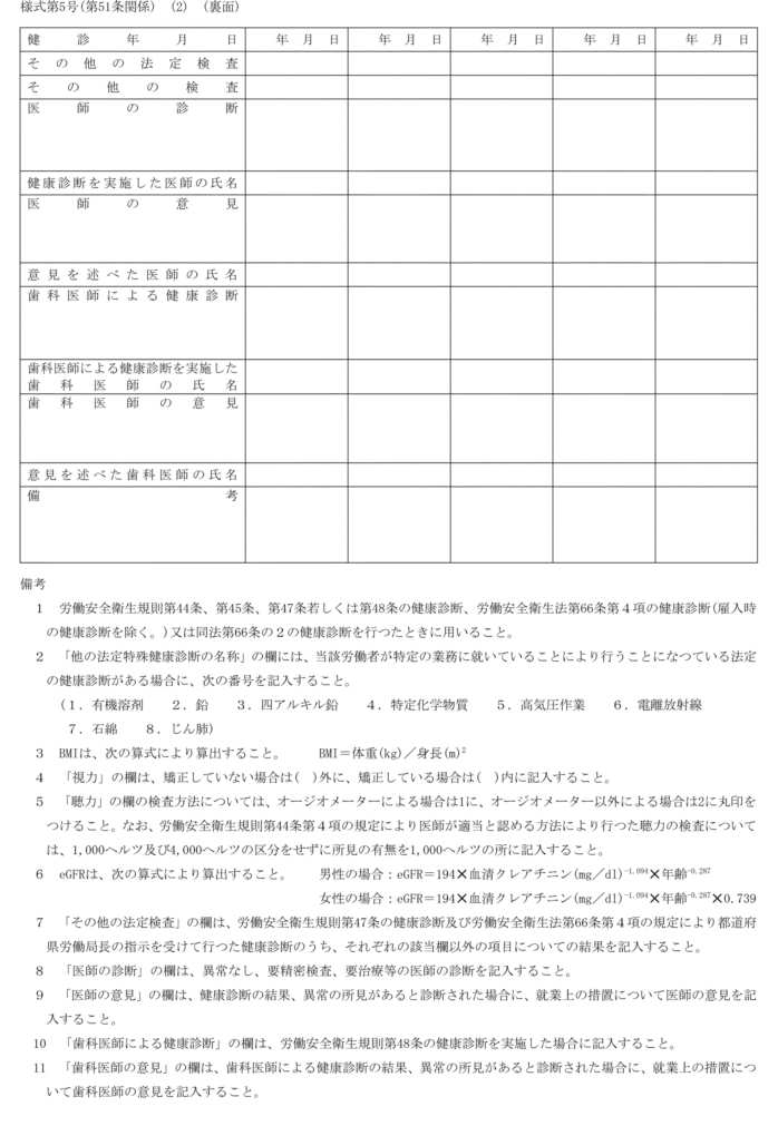 画像:様式第五号(第51条関係)(2)(裏面)