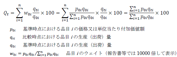 生産指数、出荷指数の計算方法